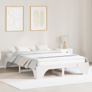 vidaXL Sängram Vit Massivt trä 160 x 200 cm Hållbar Sängram
