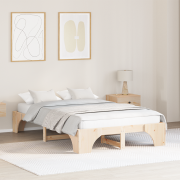 vidaXL Sängram 135x190 cm Massivt Tallträ