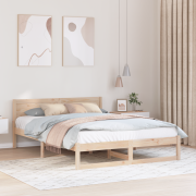vidaXL Sängram Naturligt trä Massivt tallträ 160 x 200 cm Hållbar