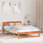 vidaXL Sängram Vax-brun Massivt trä 120 x 190 cm Sängram Rektangulär
