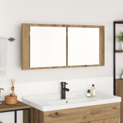 vidaXL LED Spegelskåp Artisan Ek 100x12x45 cm Konstruerat Trä
