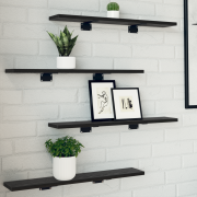 vidaXL Bokhyllor 4-pack Svart Ek 60x10x1,5 cm Byggt Trä