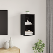 vidaXL Väggmonterad TV-bänk i svart ek - 37 x 37 x 72 cm, Tillverkad a...