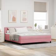 vidaXL Boxspring Säng med Madrass Rosa Super King Sammet