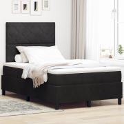 vidaXL Boxspring Säng med Madrass Svart Litet Dubbel Sammet
