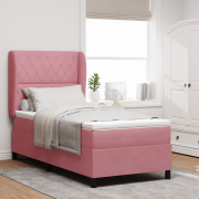 vidaXL Sängbotten med Madrass Rosa 100x200 cm Sammet