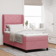 vidaXL Sängbotten med madrass Rosa 100x200 cm Sammet