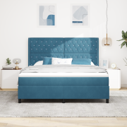 vidaXL Boxspring Säng med Madrass Mörkblå 180x200 cm Sammet