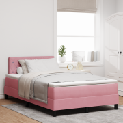 vidaXL Boxspring Säng med Madrass & LED Rosa 120x190 cm Sammet