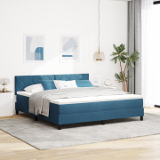 vidaXL Boxspring Säng med Madrass & LED Mörkblå 180x200 cm Sammet