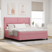 vidaXL Boxspring Säng med Madrass och LED Rosa 180x200 cm Sammet