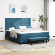 vidaXL Sängbotten med Madrass & Bänk Mörk Blå 180x200 cm Sammet
