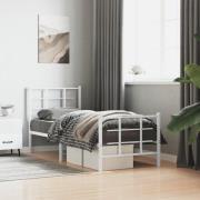 vidaXL Sängram med huvudgavel och fotgavel vit metall 75x190 cm