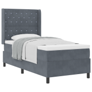 vidaXL Boxspring Säng med Madrass Mörkgrå 90x190 cm Sammet