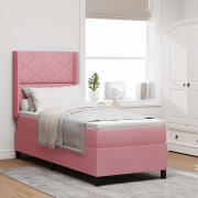 vidaXL Boxfjädersäng med madrass Rosa 80x200 cm Sammet