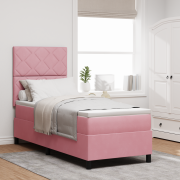 vidaXL Sänggavel med madrass och LED Rosa 80x200 cm Sammet