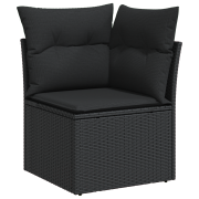 vidaXL 9-delat trädgårdsoffaset med kuddar Svart Poly Rattan Akacia