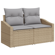 vidaXL 2-sits utemöbel med kuddar Beige Konstrotting