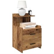 vidaXL Sängbord 2 st med 2 lådor gammalt trä 40x36,5x62 cm