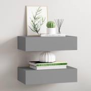 vidaXL Väggmonterade lådor grå 2 st 40x23,5x10 cm MDF