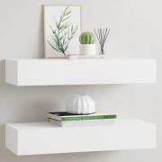 vidaXL Väggmonterad låda 2 st vit 60x23,5x10 cm MDF