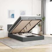 vidaXL Ottoman säng med madrass och LED-lampor mörkgrå 140x190 cm tyg