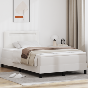 vidaXL Box Spring Säng med Madrass Vit 120x200 cm Konstläder