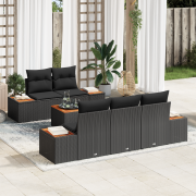 vidaXL 6-delat trädgårdssofa-set med kuddar svart poly rattan acacia