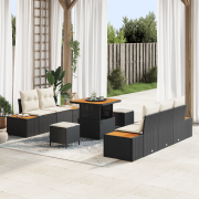 vidaXL 8-delat trädgårdsoffset med kuddar svart polyrotning acacia