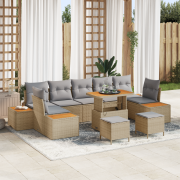 vidaXL 10-delat trädgårdsoffaset med kuddar Beige Polyroting Akacia