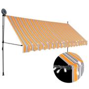 vidaXL Markis manuellt infällbar med LED 350 cm gul och blå