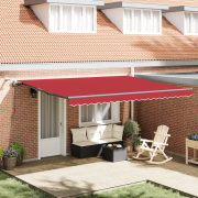 vidaXL Automatisk Hopfällbar Markis med LED Röd 450x350 cm