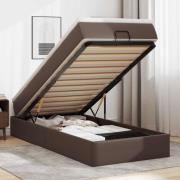 vidaXL Ottoman sängram med madrass brun 90x200 cm konstläder