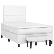 vidaXL Ramsäng med madrass vit 120x190 cm konstläder