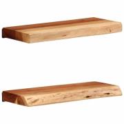vidaXL Vägghyllor 2 st 40x20x3,5 cm massivt trä akacia