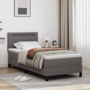 vidaXL Boxspring säng med madrass Grå 100x200 cm Konstläder