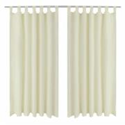 2-pack gardiner med öglor i gräddvit microsatin 140 x 225 cm