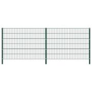 vidaXL Stängselpanel med stolpar järn 3,4x1,2 m grön