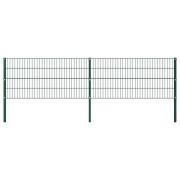 vidaXL Stängselpanel med stolpar järn 3,4x0,8 m grön