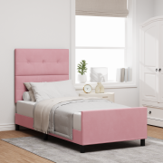 vidaXL Sängram Rosa 90x200 cm Sammet