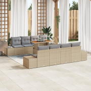 vidaXL 7-delat trädgårdsoffmöbelset med kuddar Beige Poly Rotting