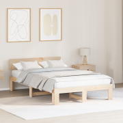 vidaXL Sängram med Huvudgavel 135x190 cm Massivt Tallträ