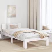 vidaXL Sängram med huvudgavel Vit 90x190 cm Massivt tallträ