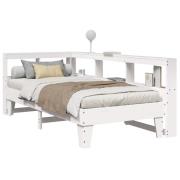vidaXL Säng med bokhylla utan madrass vit 100x200cm massiv furu