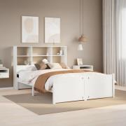 vidaXL Säng med bokhylla utan madrass vit 120x190 cm massiv furu