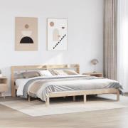 vidaXL Sängram med huvudgavel 200x200 cm massiv furu