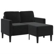 vidaXL 2-sitssoffa med schäslong L-formad svart 125 cm sammet