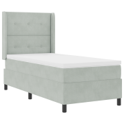 vidaXL Resårsäng med madrass 90x190 cm ljusgrå sammet
