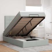 vidaXL Ottoman sängram med madrasser ljusgrå 120x200 cm sammet