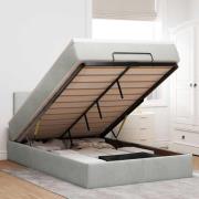 vidaXL Ottoman sängram med madrass ljusgrå 120x200 cm sammet